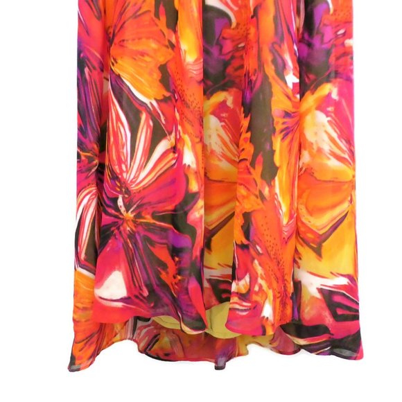 Hailey Logan Adrianna Papell Halter Dress Maxi Neon Floral Sash Backless - Picture 7 of 11